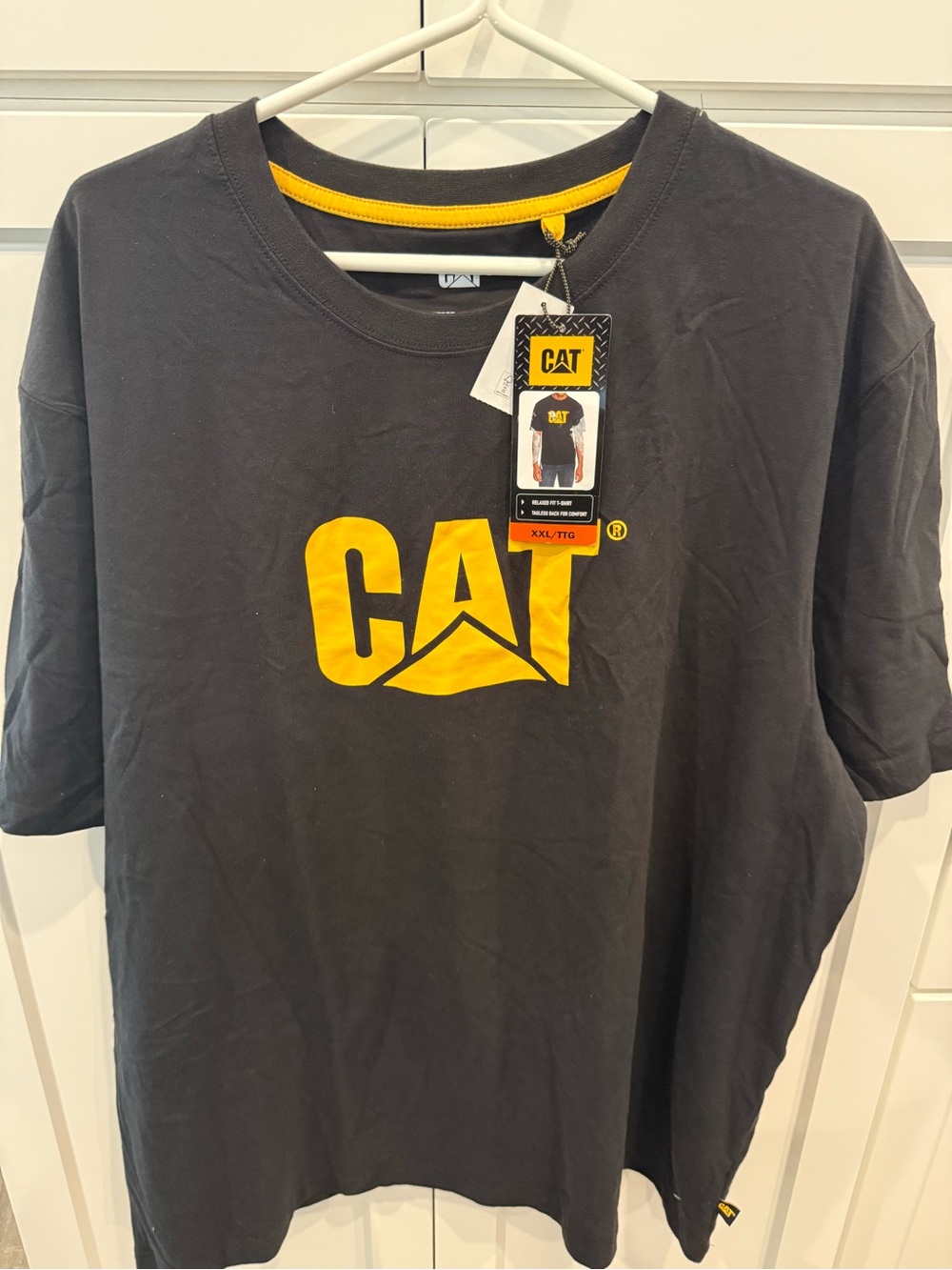 Caterpillar CAT Black T-Shirt with Yellow Logo
